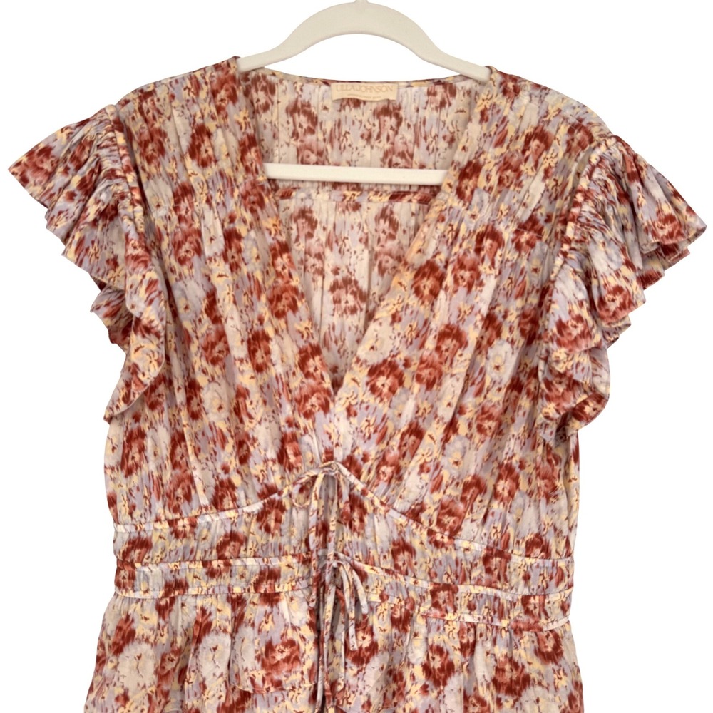 Ulla Johnson Silk Floral Ruffle Midi Dress Sz 14 Ethereal Summer Wedding Luxe - Picture 4 of 16